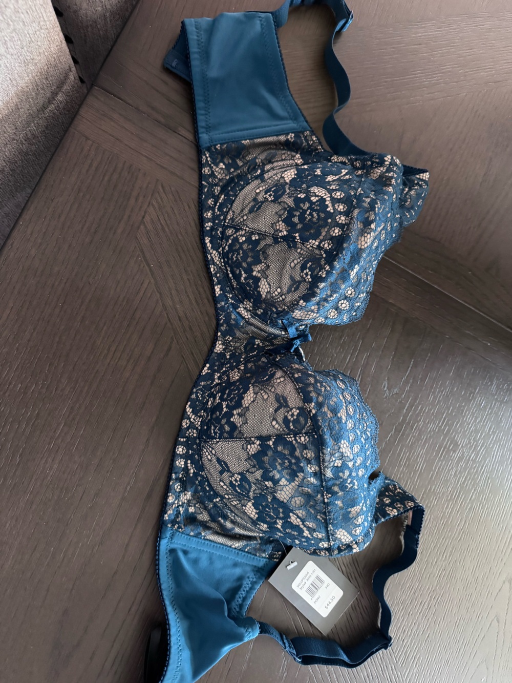 Frederick's of Hollywood Teal Lace and Satin Bra